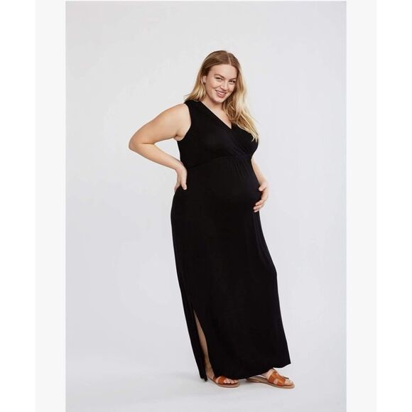 Motherhood Maternity Dresses & Skirts - Motherhood maternity women’s surplice maxi dress with empire waist tie size Lp